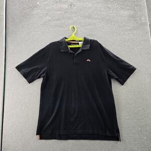 Simms Men Polo XL Black Fish Embroidered Short Sleeve Logo